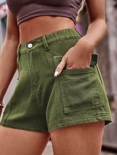 High Waist Denim Shorts with Pockets for Summer Style - Selvanelle