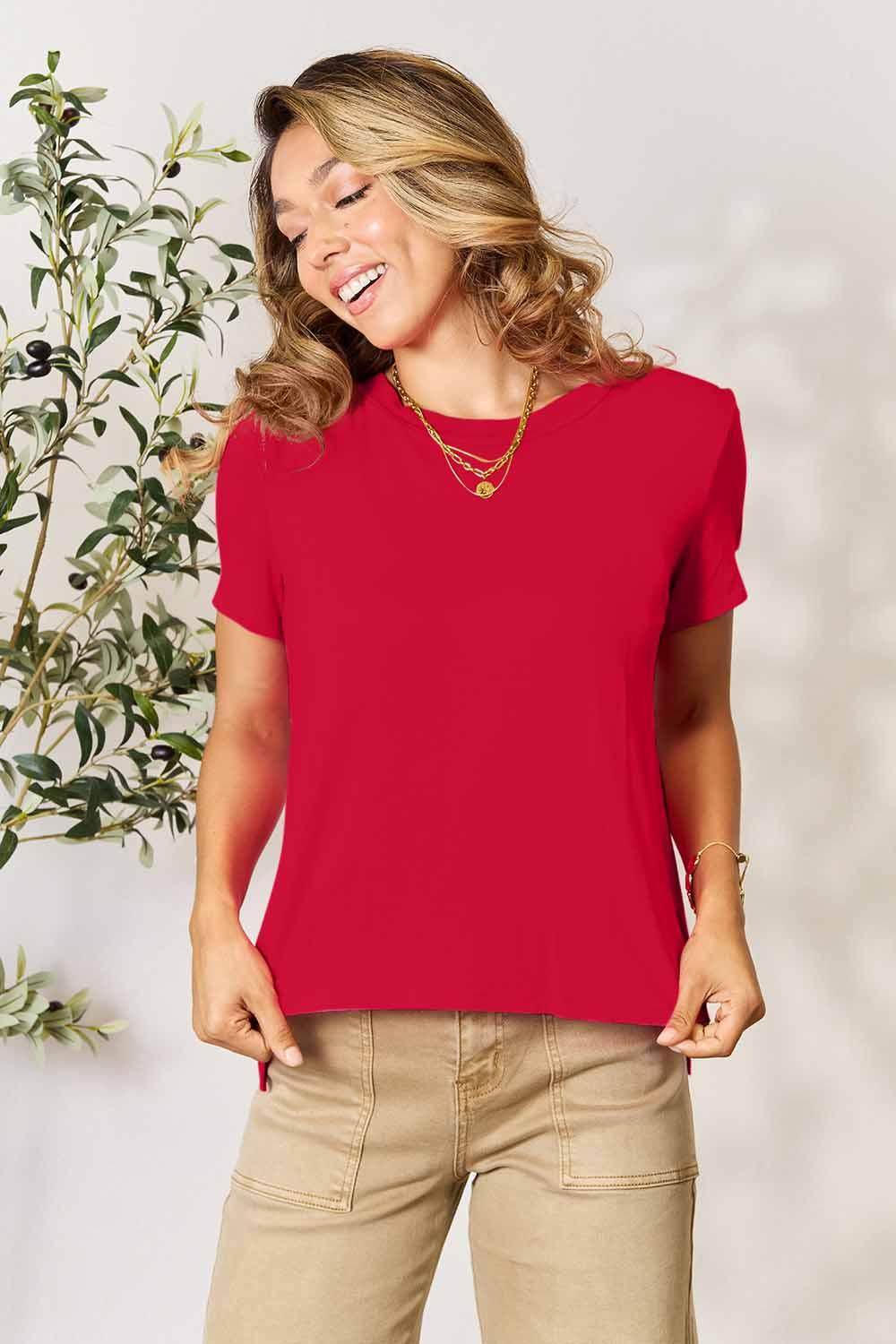 Basic Bae Full Size Round Neck Short Sleeve T-Shirt Black - Selvanelle