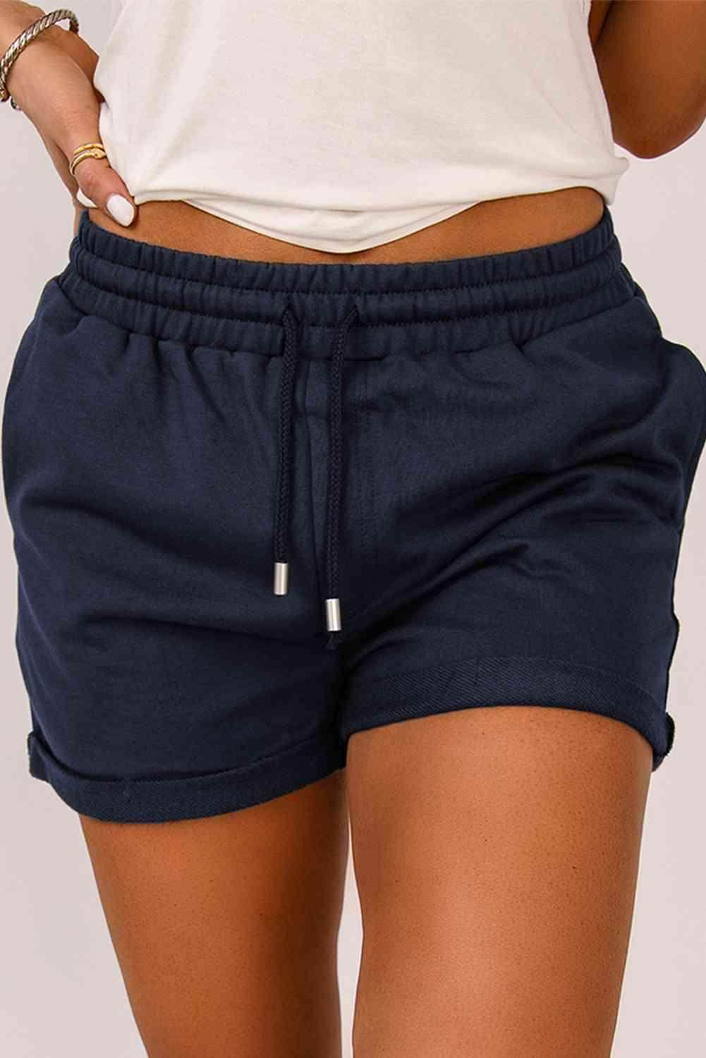 Comfortable Drawstring Waist Cuffed Shorts for Casual Wear - Selvanelle