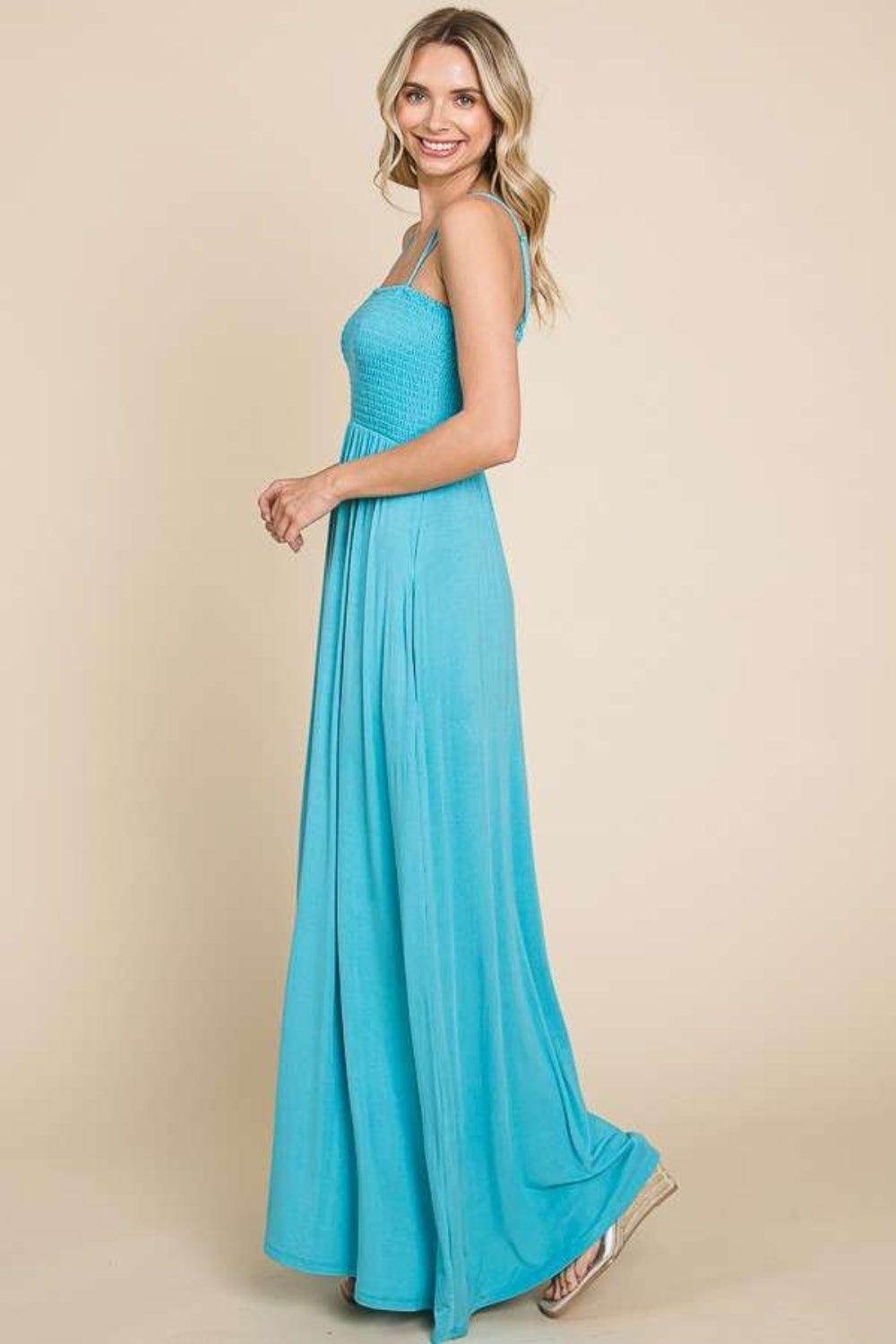 Culture Code Full Size Smocked Cami Maxi Dress With Pockets - Selvanelle