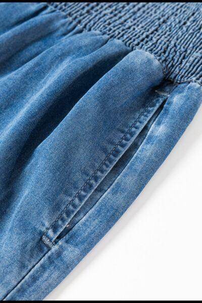 Smocked Wide Leg Jeans for Effortless Style and Comfort - Selvanelle