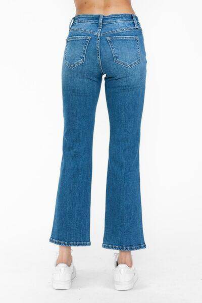 Bytos Full Size Cat's Whiskers Mid Rise Ankle Jeans For Women - Selvanelle