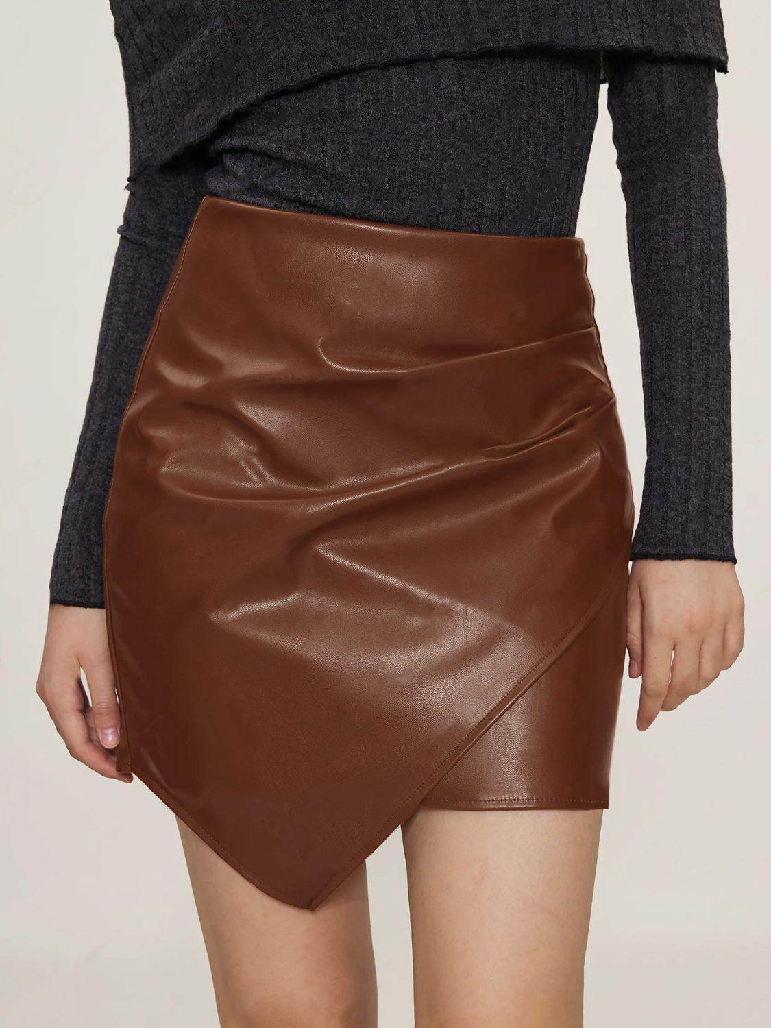 Ruched Mini Skirt with Zipper for Women Opaque Style - Selvanelle