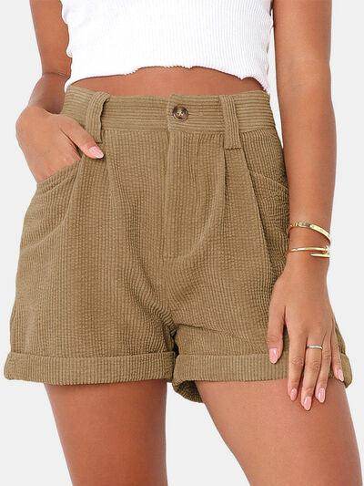 Full Size High Waist Shorts with Pockets for Women - Selvanelle