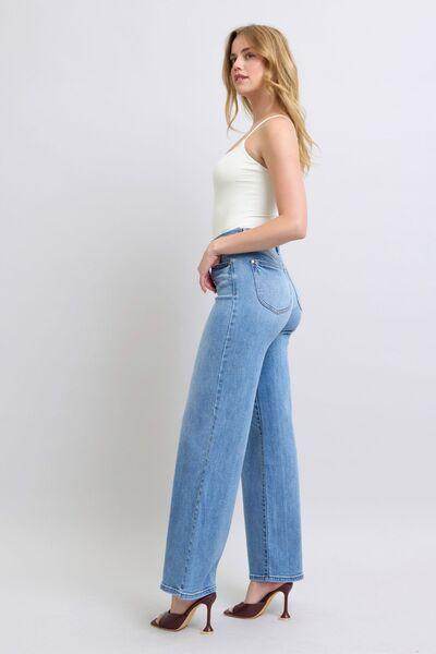 Judy Blue Full Size Wide Leg Jeans with Pockets for Women - Selvanelle