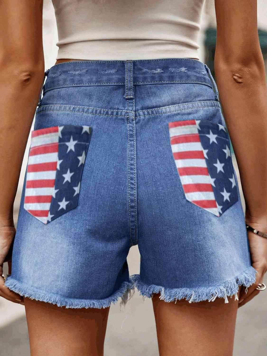 Raw Hem Denim Shorts with Pockets for Casual Style - Selvanelle