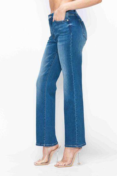 bytos Full Size Cat's Whiskers High Rise Straight Jeans - Selvanelle