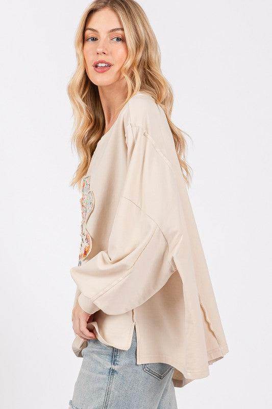 SAGE + FIG Flower Patch Dropped Shoulder Oversize Top - Selvanelle