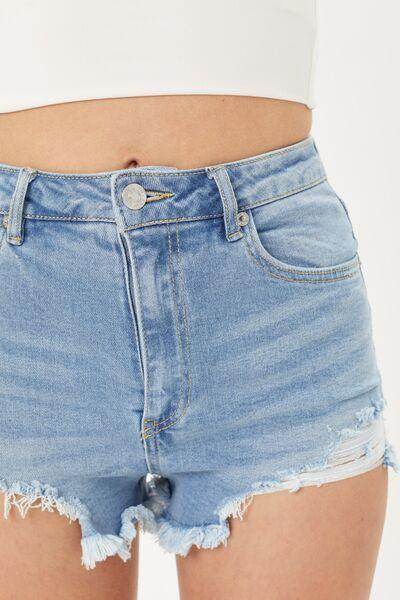 Love Tree Raw Hem Cat's Whisker Denim Shorts for Women - Selvanelle