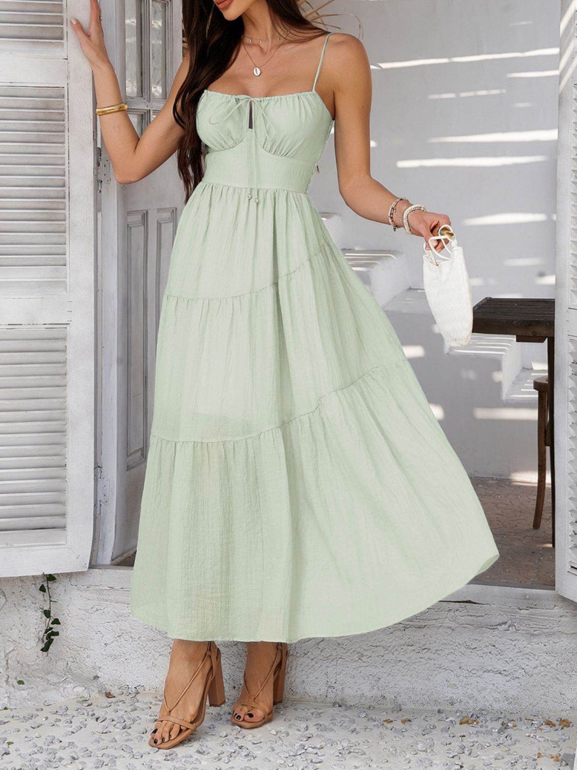 Devine Smocked Tiered Maxi Cami Dress - Selvanelle
