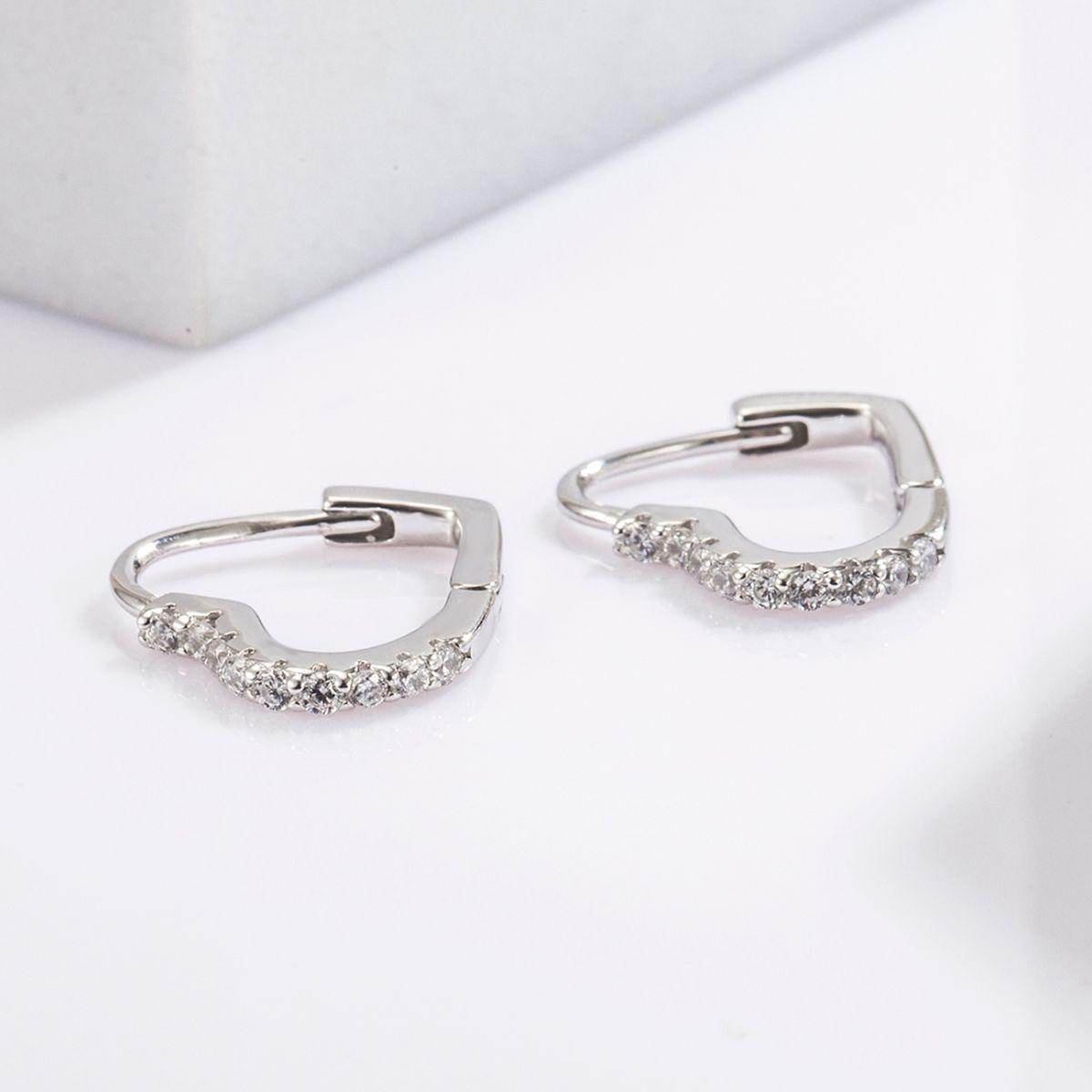 925 Sterling Silver Zircon Heart Shape Earrings Set - Selvanelle