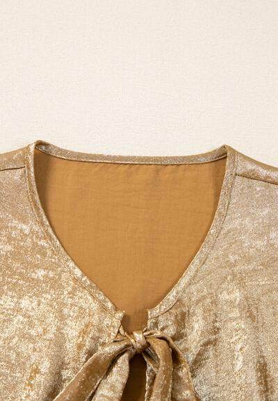 Tied Peplum Three-Quarter Sleeve Blouse for Women - Selvanelle