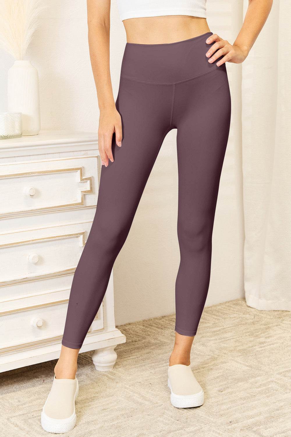 Double Take Wide Waistband Sports Leggings for Women - Selvanelle