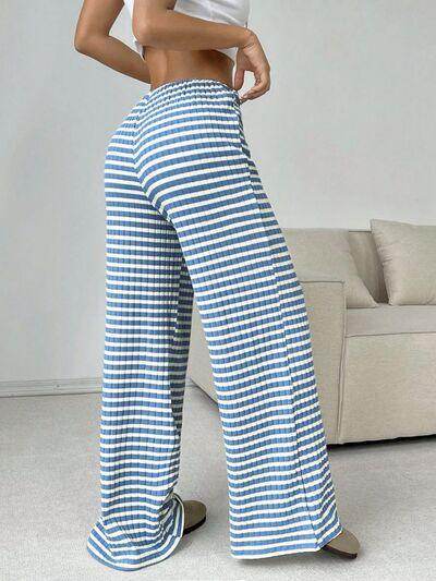 Tied Striped Wide Leg Pants for Stylish Comfort Wear - Selvanelle