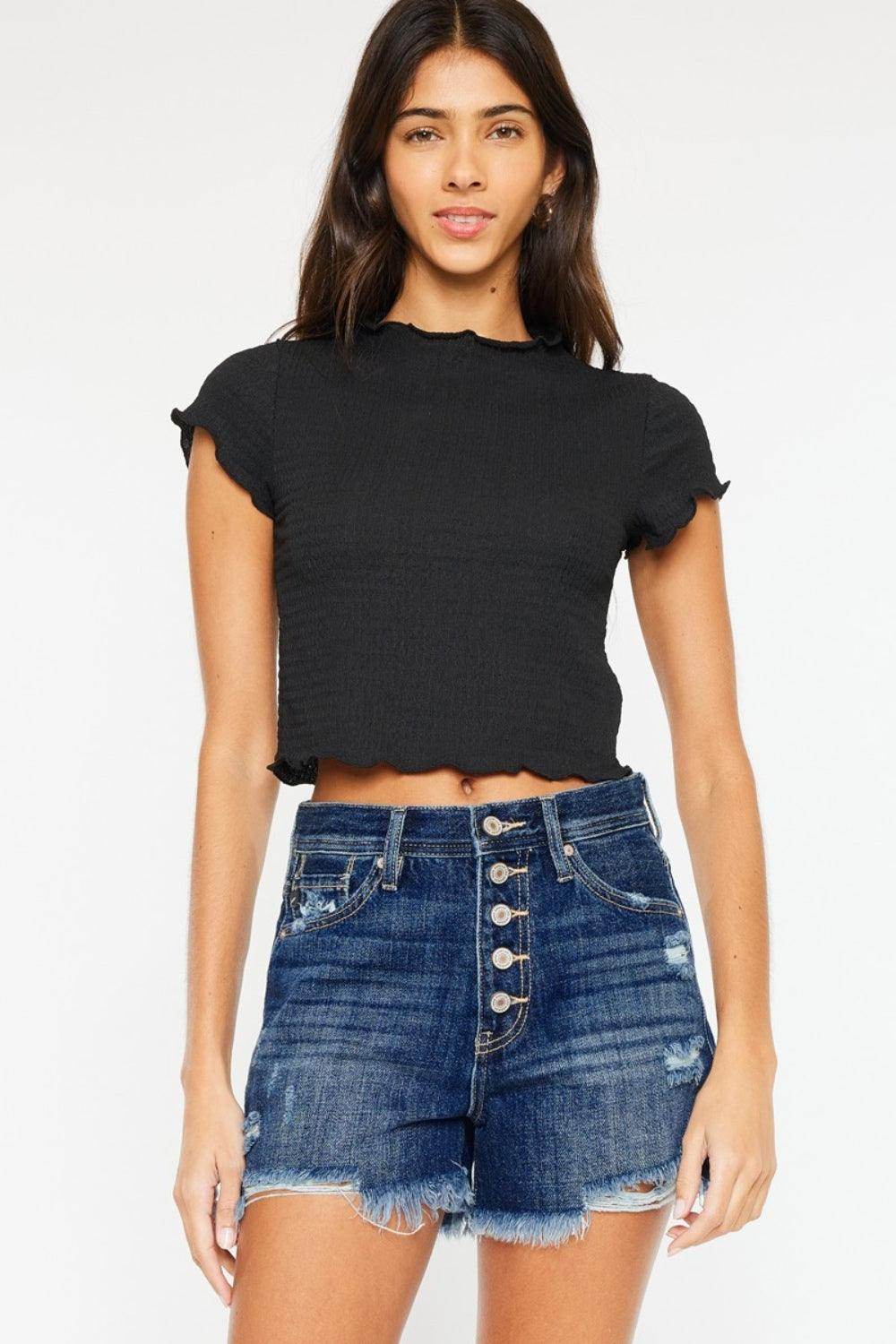 Kancan Raw Hem Button-Fly Denim Shorts for Stylish Casual Wear - Selvanelle