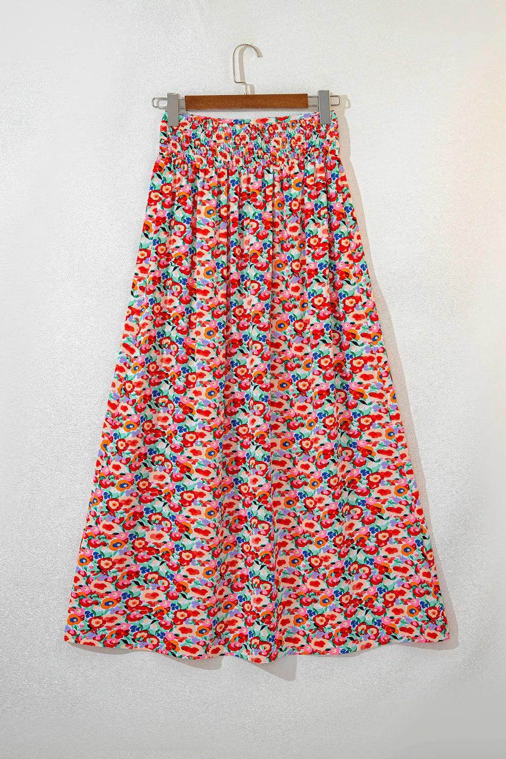 Slit Floral Midi Skirt for Women in Sheer Design - Selvanelle
