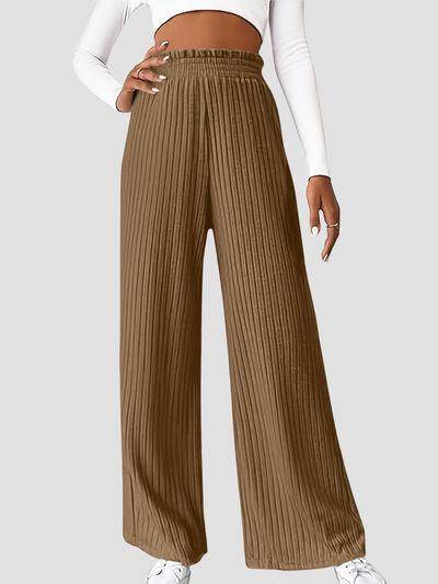 Ribbed High Waist Pants for Women in Various Sizes - Selvanelle