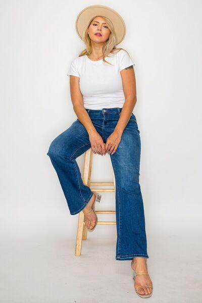 bytos Full Size Cat's Whiskers High Rise Straight Jeans - Selvanelle