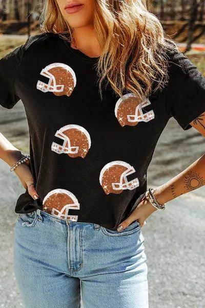 Sequin Round Neck Short Sleeve T-Shirt for Women Fashion - Selvanelle