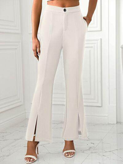 Slit Flare Pants with Pockets for Stylish Comfort - Selvanelle