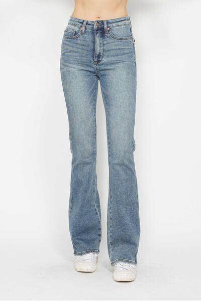 Judy Blue Full Size Tummy Control Back Embroidered Bootcut Jeans Plus Size - Selvanelle