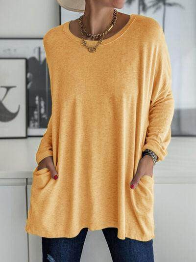 Full Size Round Neck Long Sleeve T-Shirt for Women - Selvanelle