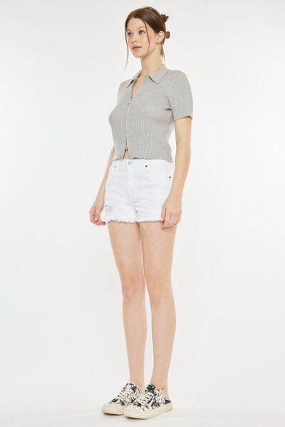 Kancan Raw Hem Distressed Denim Shorts for Casual Style - Selvanelle
