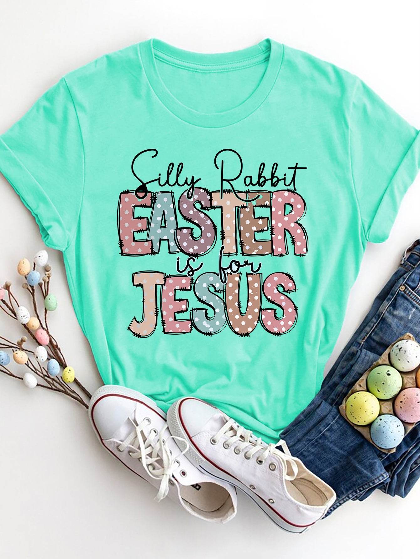 Letter Graphic Round Neck Short Sleeve T-Shirt - Selvanelle