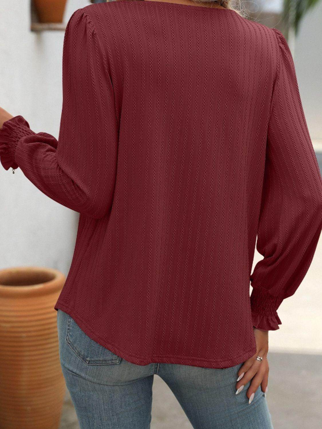 Mandy Square Neck Long Sleeve Top for Stylish Comfort - Selvanelle