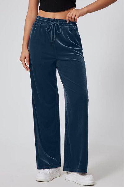 Drawstring Elastic Waist Straight Leg Pants for Women - Selvanelle