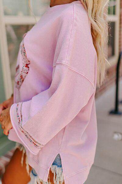 Peace Patch Round Neck Long Sleeve Top for Women Fashion - Selvanelle