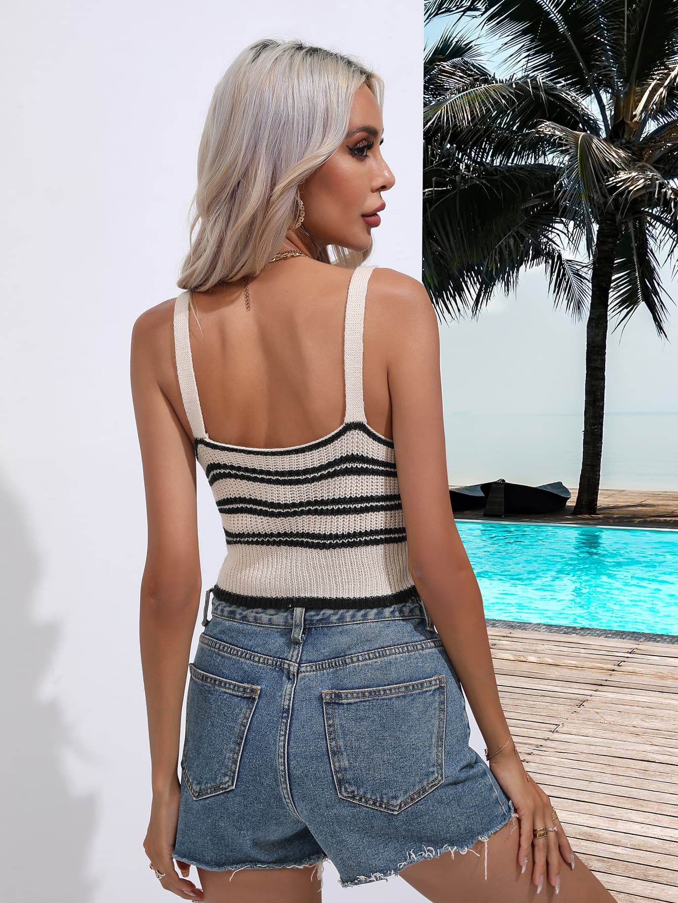 Striped Cropped Knit Tank - Selvanelle