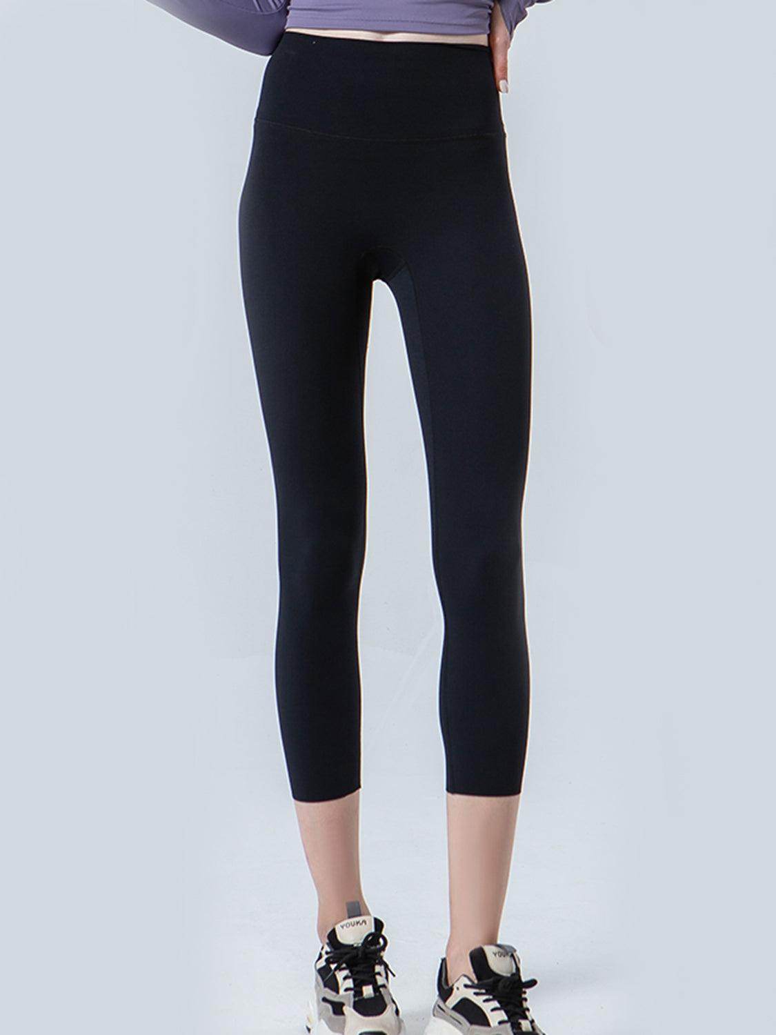Wide Waistband Cropped Sports Leggings for Active Comfort - Selvanelle