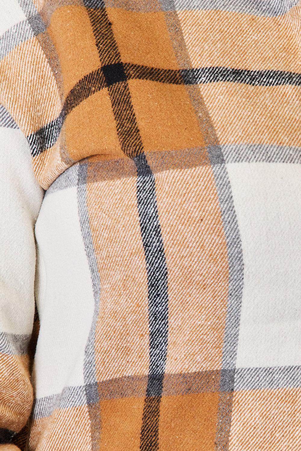 Perfee Plaid Print Dropped Shoulder Shirt for Casual Style - Selvanelle