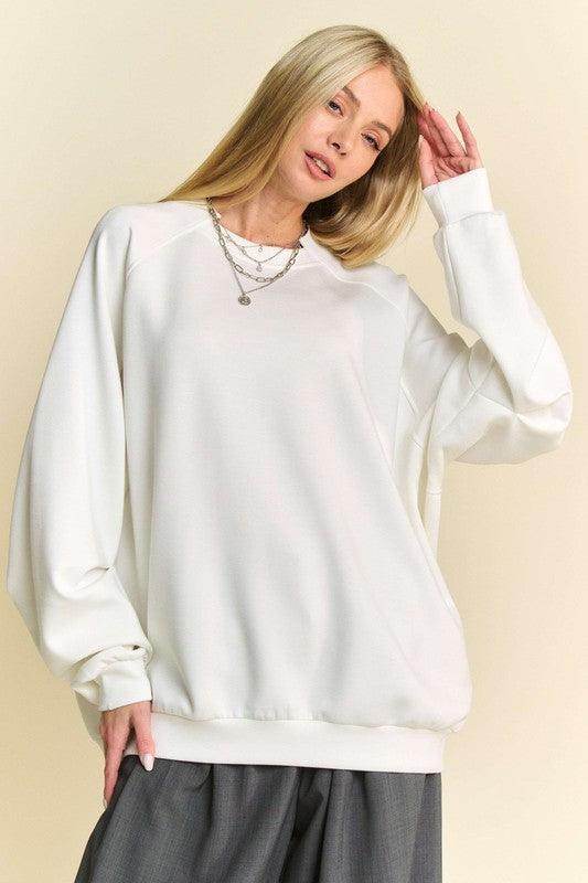 Davi & Dani Round Neck Raglan Sleeve Sweatshirt for Women - Selvanelle