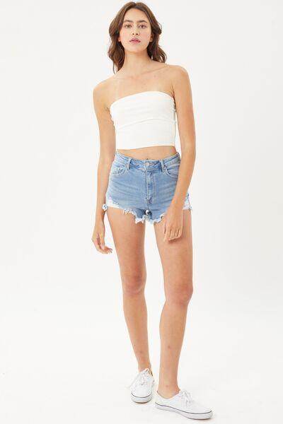 Love Tree Raw Hem Cat's Whisker Denim Shorts for Women - Selvanelle
