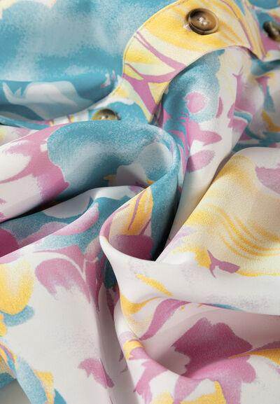 Printed Button Down Lantern Sleeve Shirt for Women - Selvanelle