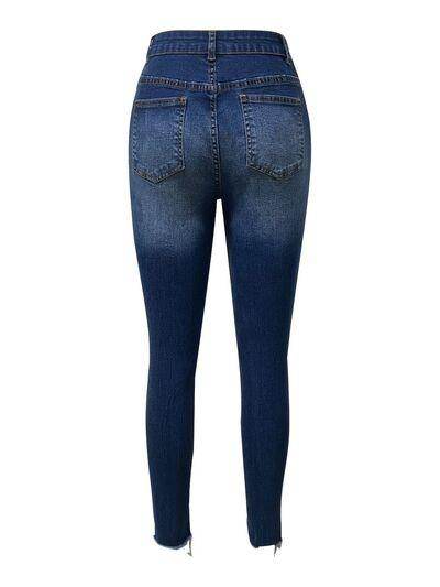 Distressed Skinny Jeans with Pockets for Stylish Comfort - Selvanelle
