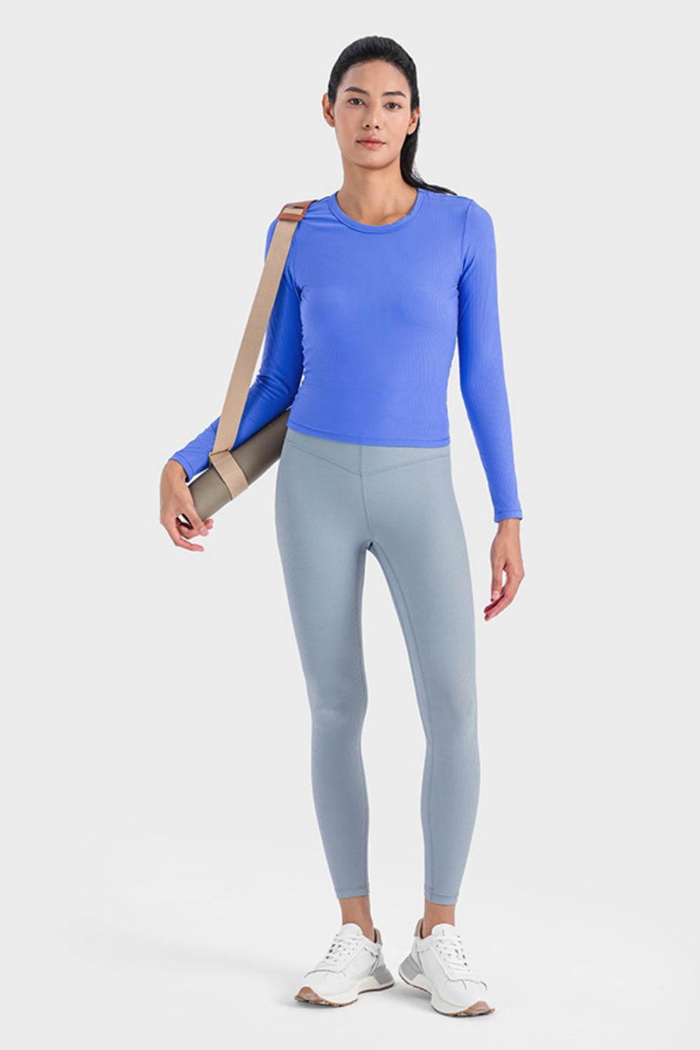 Millennia Round Neck Long Sleeve Sports Top - Selvanelle