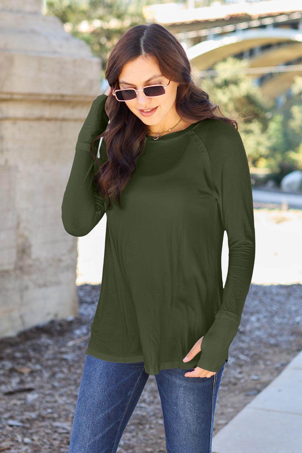 Basic Bae Full Size Round Neck Long Sleeve T-Shirt for All - Selvanelle