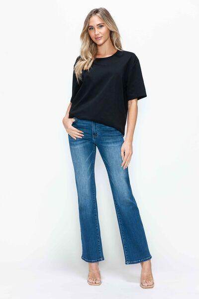 bytos Full Size Cat's Whiskers High Rise Straight Jeans - Selvanelle