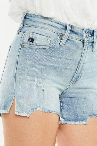 Kancan High Rise Side Slit Denim Shorts for Summer Style - Selvanelle