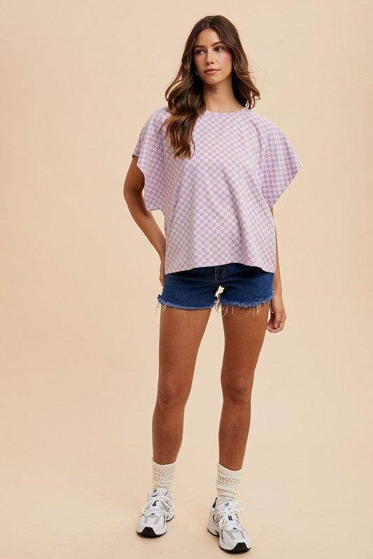 Annie Wear Checkered Round Neck Short Sleeve T-Shirt for Women - Selvanelle