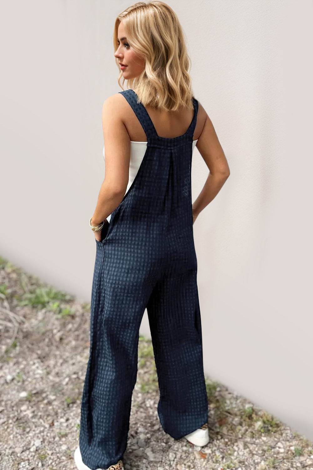 Oh Full Size Plaid Wide Leg Overalls with Pockets - Selvanelle