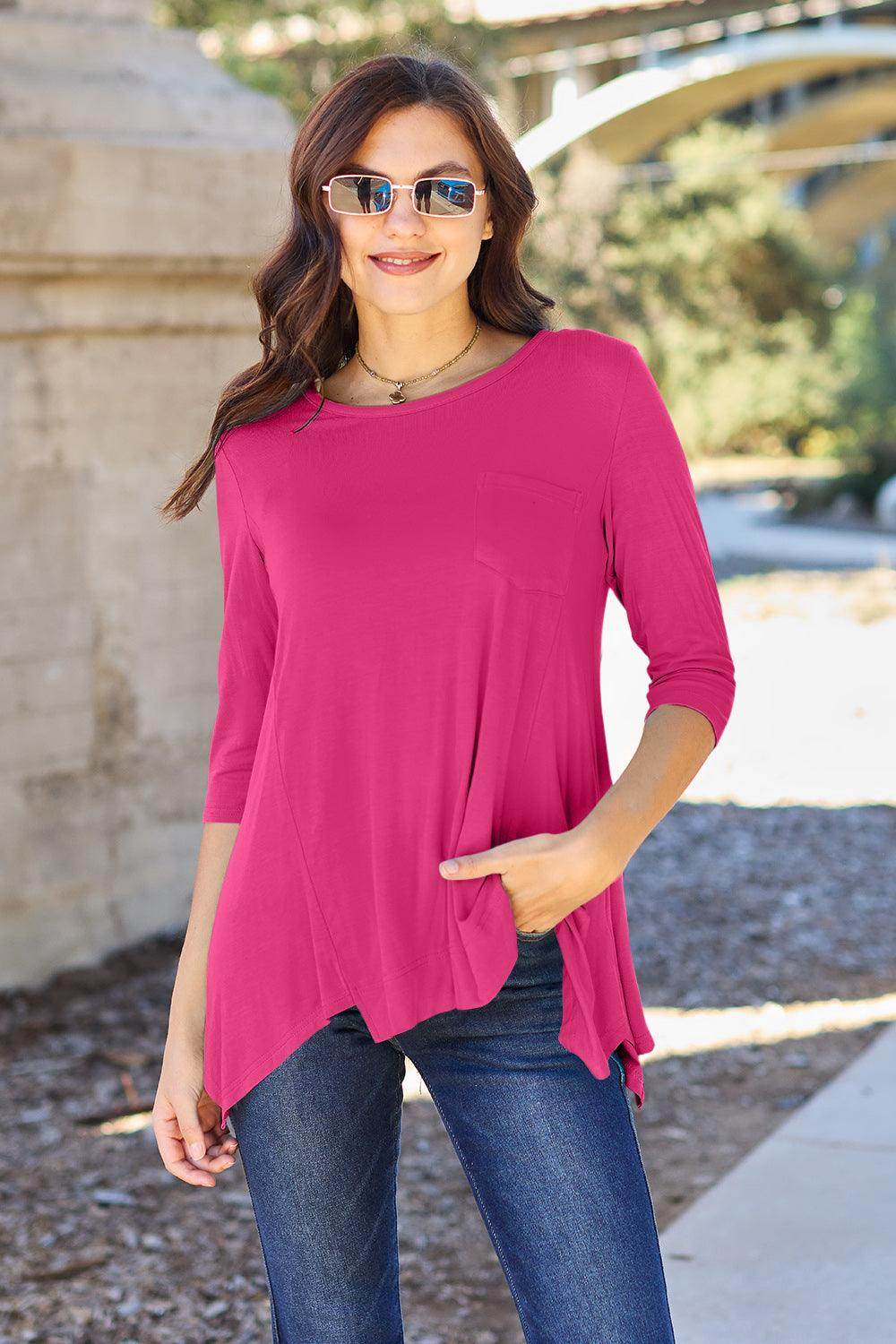 Basic Bae Full Size Round Neck Pocketed T-Shirt for Women - Selvanelle