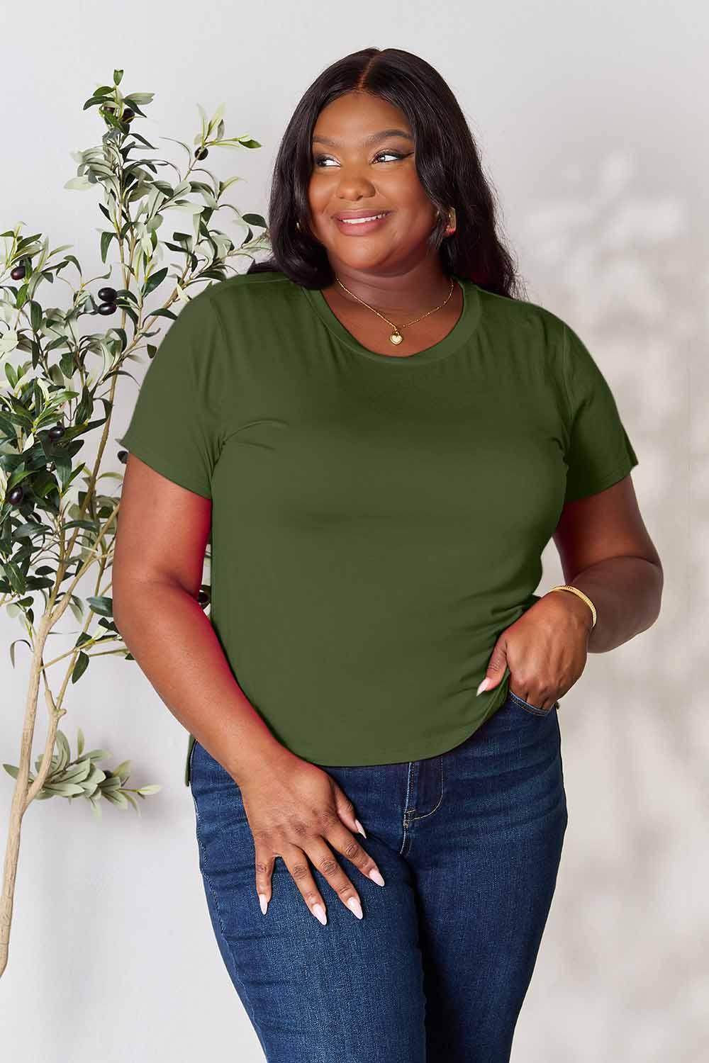 Basic Bae Full Size Round Neck Short Sleeve T-Shirt Black - Selvanelle