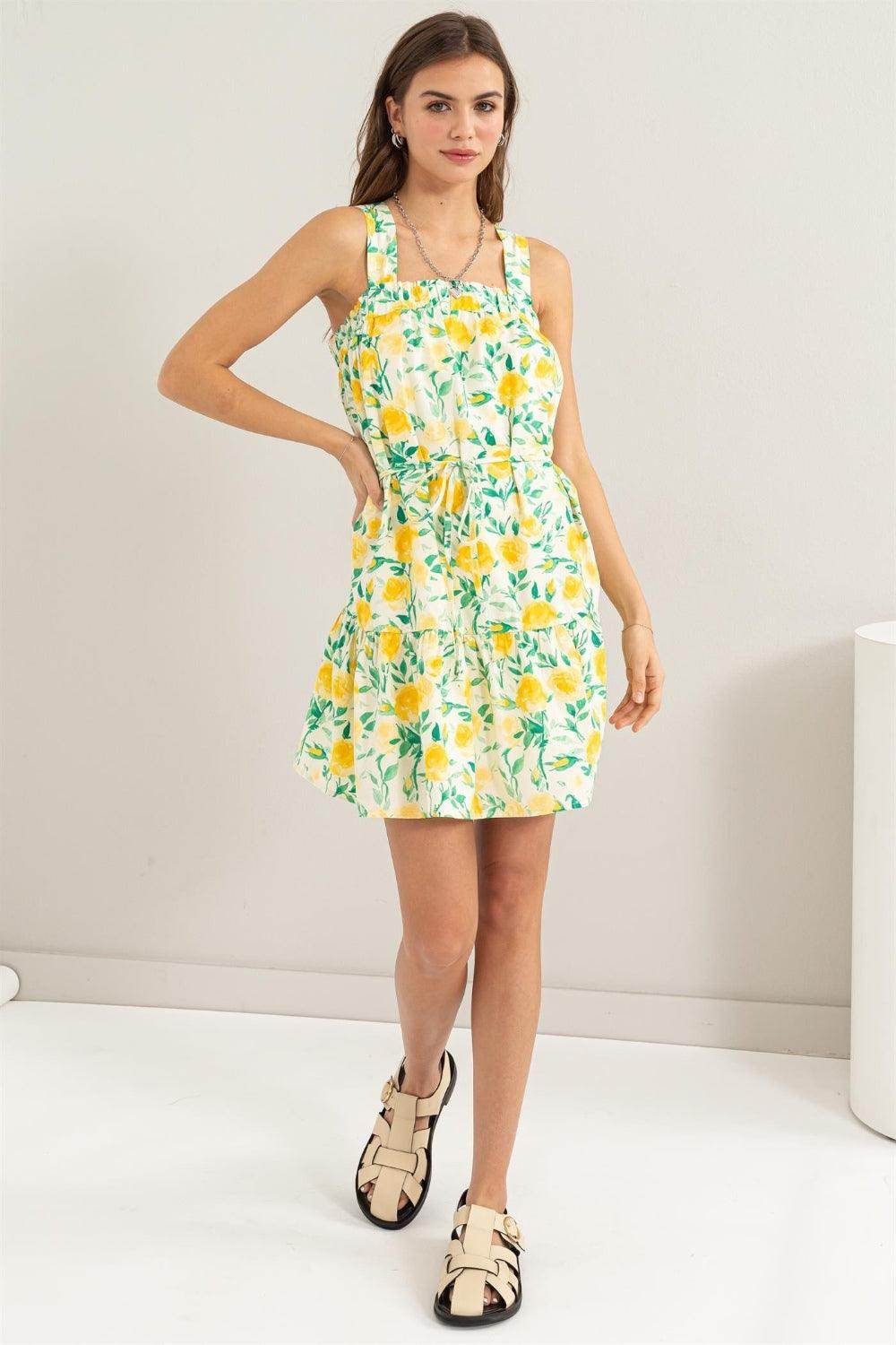HYFVE Floral Tie Shoulder Mini Dress for Trendy Style - Selvanelle