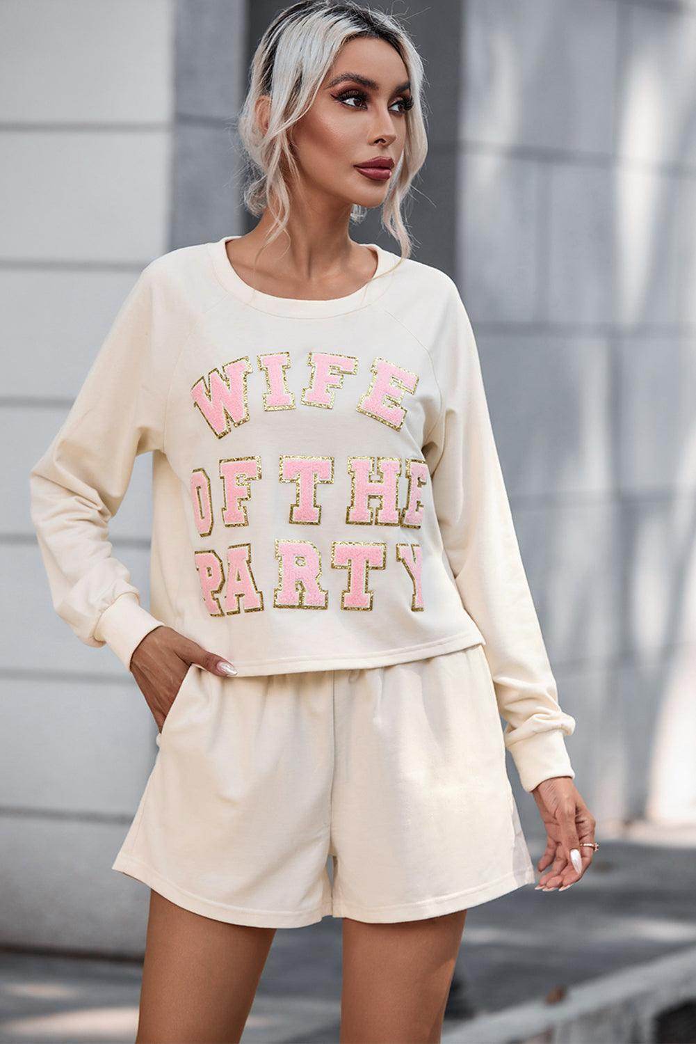 WIFE OF THE PARTY Round Neck Top and Shorts Set for Women - Selvanelle