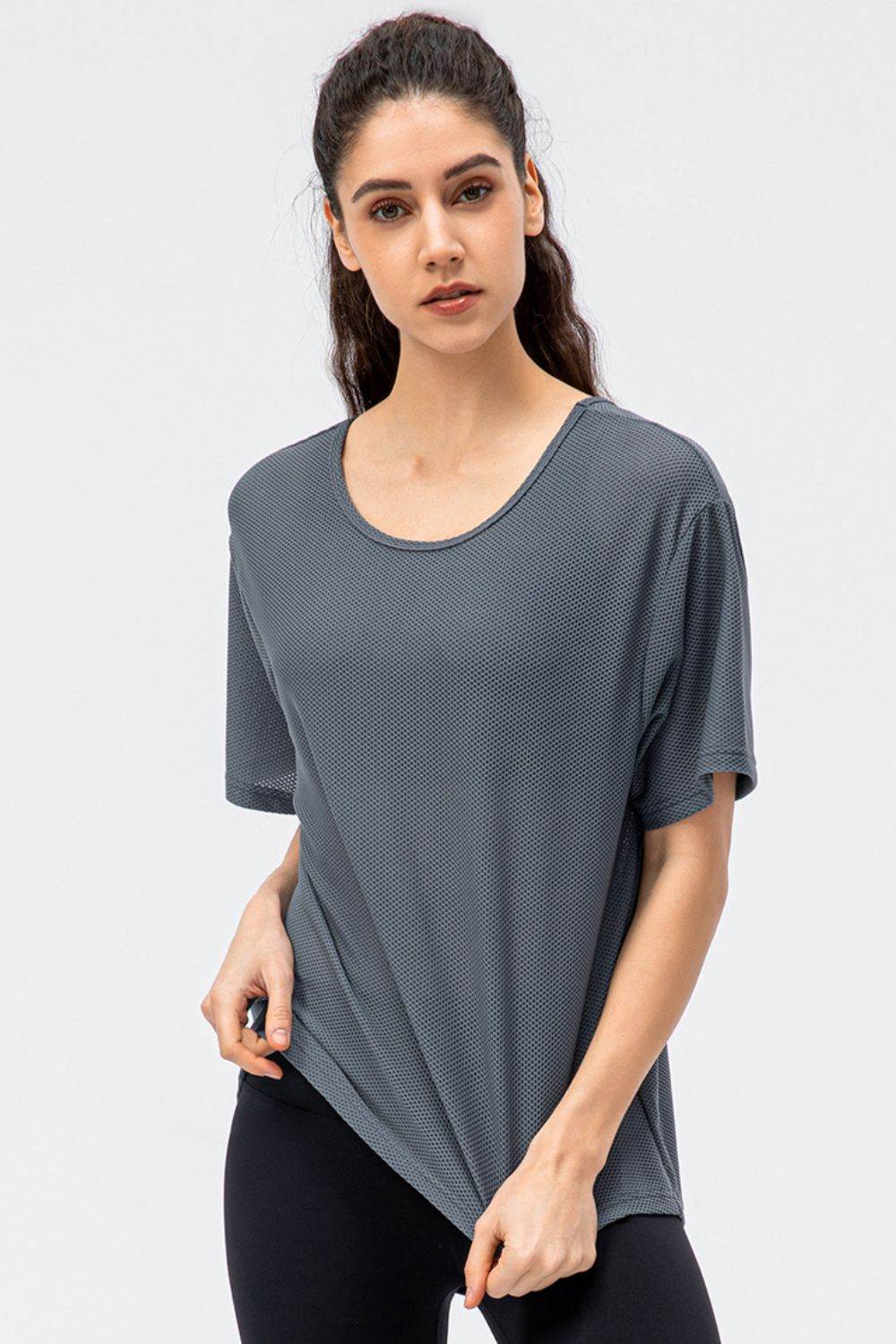 Round Neck Short Sleeve Active Tee - Selvanelle