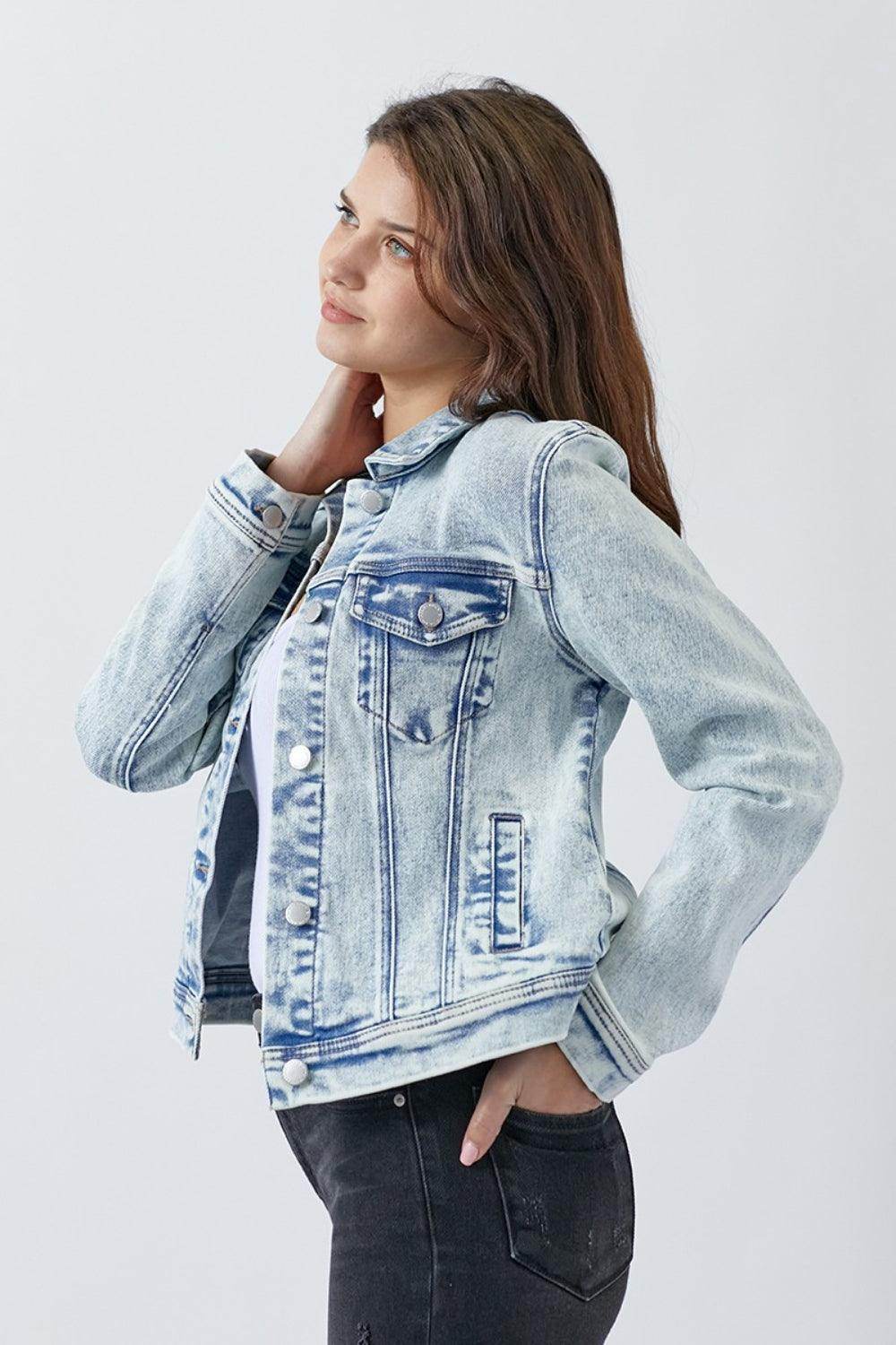 RISEN Button Up Washed Denim Jacket for Casual Style - Selvanelle